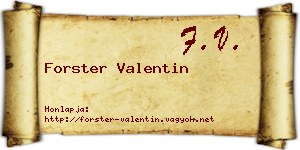 Forster Valentin névjegykártya